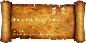 Burgreth Klétus névjegykártya